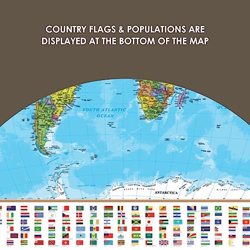 Waypoint Geographic Blue Ocean Series World Wall Map, Laminated World Map Poster, Educational Wall Art For Home, Classroom, or Office, Unique Gifts, 51” x 38”