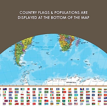 Waypoint Geographic Blue Ocean Series World Wall Map, Laminated World Map Poster, Educational Wall Art For Home, Classroom, or Office, Unique Gifts, 51” x 38”