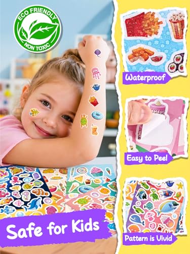 Sinceroduct Stickers for Kids, 1800+ PCS 64 Sheets Ocean Animal Food Stickers, Waterproof Sea Life Stickers for Toddlers, Teachers, Scrapbooking, Party Favors, Goodie Bags, Reward Charts - color: Sea Animal Food-8