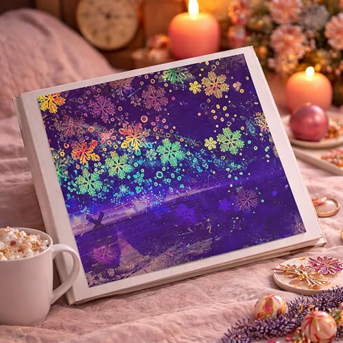 Bleidruck 25 Sheets 8.25x11.7 Inches Snowflake Holographic Premium Cold Laminated Film Glitter Holographic Overlay Laminating Self Adhesive Film - style: Snowglake
