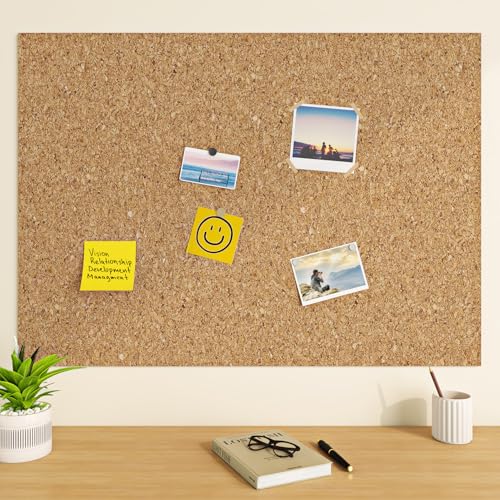 ReWallpaper 24in x 6.5ft Wide Pin Board Peel and Stick Brown Cork Roll 1.5mm Thick Self Adhesive Corkboard for Wall Bulletin Board Office Classroom Notes Natural Cork Sheet Crafts DIY Coasters Decor - size: 24in X 6.5ft