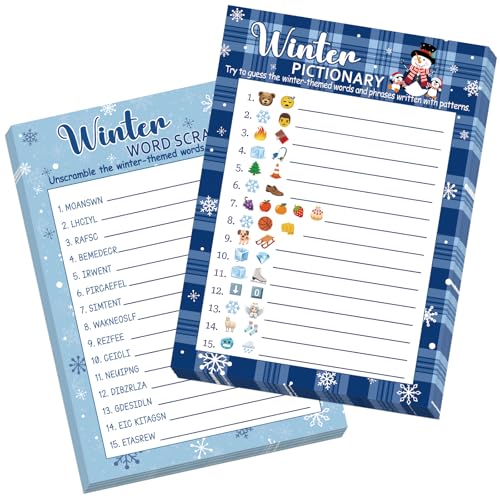 COCHIE 30 Players Winter Holiday Christmas Party Games for Adults Family Office Large Groups, Words Pictionary Game, Riddle Game, Word Scramble Games with Answer Key (Winter Pattern) - style: Winter Pattern