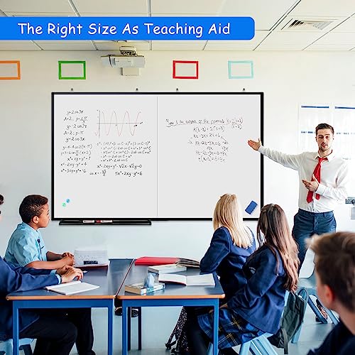 White Board Dry Erase 60x40, Maxtek Large Magnetic Whiteboard Black Dry Erase Boards for Wall, Aluminum Presentation Wall-Mounted Marker Board with a Long Pen Tray for School, Classroom, Office & Home - size: 60"W x 40"H, style: Style A