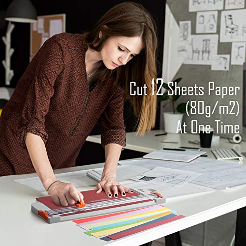 Firbon A4 Paper Cutter 12 Inch Titanium Paper Trimmer Scrapbooking Tool with Side Ruler for Craft Paper, Coupon, Label, Cardstock (White) - color: White