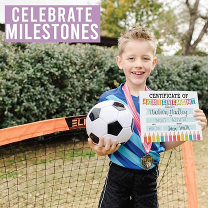 Award Certificates for Students -25 Certificate of Achievement Awards, Gold Star Certificate Paper, Preschool Graduation Certificates for Kids, Kindergarten Diploma, Star Student Honor Roll - style: Colorful Pencil