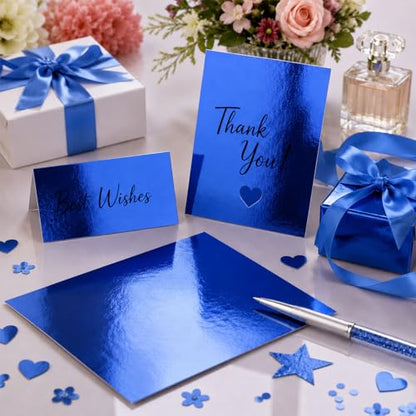 25 Sheets Metallic Blue Cardstock Paper Cardstock 8.5 x 11 Shimmer Sheets 250gsm/92lb Heavyweight Scrapbook Paper for Certificates, Invitations, Greeting Cards, Crafts, Graduations - color: Blue