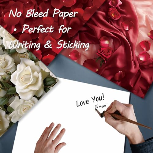 Romantic Scrapbooking Paper Pad, 6 x 6 Inch Red Rose & Heart 160gsm Cardstock Paper for Scrapbooking, 24 Sheets Luxury Valentine Craft Paper for Wedding Guest Book, DIY Cards - color: 22030 - 6×6