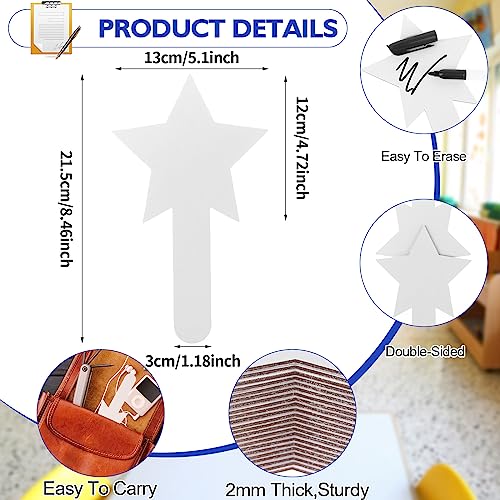 50 Pieces Star Shape Dry Erase Answer Paddles Handheld Double Sided Paddles Mini White Boards Small Dry Erase Board Auction Paddles for Students Teacher Classroom Bidding Voting Score Boards