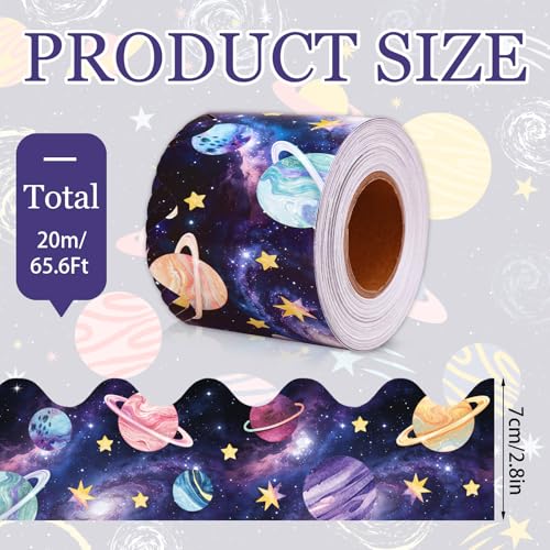 FYSUIMU 65.6 Ft Galaxy Bulletin Board Border Outer Space Star Scalloped Die Cut Border Trim Roll for Back to School Party Home Classroom Decor - style: Galaxy