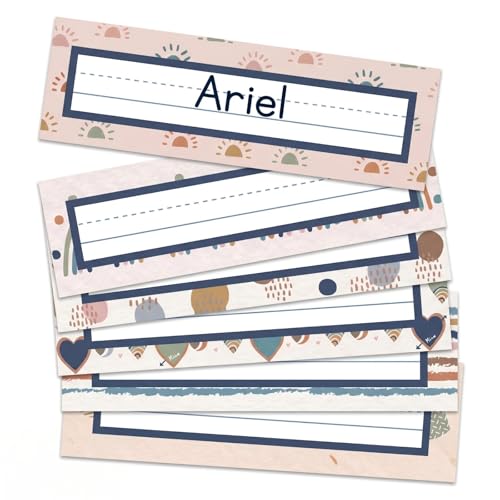 36 Pcs Boho Desk Name Tags for Classroom, 14.5 x 4.5 Inch Student Nametags for Desks, Large Name Plates for Classroom Kindergarten Preschool 1st-3rd Grade Teaching Supplies - style: Boho
