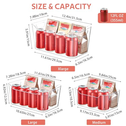 Clear Plastic Storage Bins - 12 Pack Pantry Organizers and Storage, Clear Pantry Organizer Bins, X-Large Plastic Containers with Handle for Kitchen,Freezer,Cabinet,Closet,Bathroom Under Sink - size: X-Large