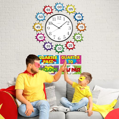 OBUSATT 16PCS Clock Numbers Labels Telling Time Clock Bulletin Board Telling Time Cutouts Classroom Decorations for Elementary Home Back to School Math Classroom Must Haves Teacher Supplies (Hero) - style: Hero