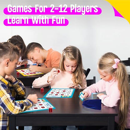 SpriteGru Addition & Subtraction Bingo Game, 360 Math Problems, 2 Educational Math Board Game for Kindergarten and Preschool Kids 4-8, Perfect for Classroom & At Home - style: Addition & Subtraction Bingo Game