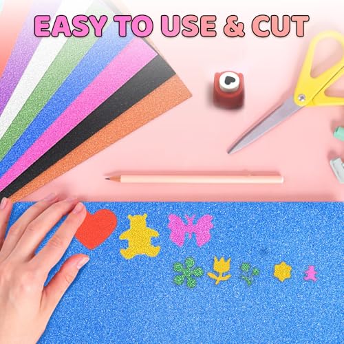 30 Sheets Glitter Cardstock, 10 Colors Self-Adhesive Glitter Paper, Premium Cardstock for Cricut, Glitters Sticker Paper for Crafts, DIY Projects, Sparkly Papers for Card Making