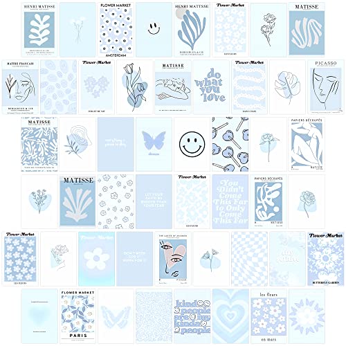 Blue Room Decor Aesthetic, Blue Wall Collage Kit Posters for Room Aesthetic Posters Prints, Blue Aesthetic Dorm Room Decor for Teen Boys Girls (50pcs 4x6 inch) - color: Blue