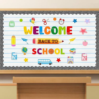 Lined Bulletin Board Roll 15.7in x 36ft Reusable Waterproof Non-Woven Fabric Background Fade Resistant Erasable Blue Lined Classroom Bulletin Board Decor for School Office Arts Crafts Home Wall Decor