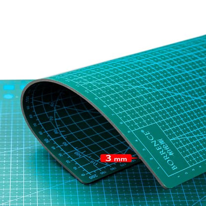Double Side Cutting Mat, 2 Pcs PVC A4 Size 11.8 Inch x 8.66 Inch Self Healing Scales Cutting Mat for Quilting, Sewing Crafts and Hobby Fabric Precision (Large)