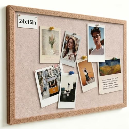 Felt Bulletin Board 24" x 16" with 30 Push Pins, Deep Camel Framed Pin Board, Decorative Soft Felt Cork Board for Home Office, School Classroom & Kitchen Wall Decor - Deep Camel - color: Deep Camel, size: 24" x 16"