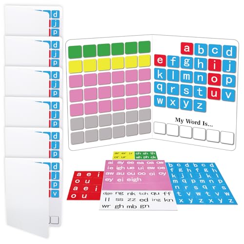 Ireer 6 Set Phonics Magnetic Letter Tiles Set Spelling Reading Games Board Manipulative Phonemic Awareness Sentence Building Alphabet ABC Fridge Magnets Homeschool Classroom Learning Activity