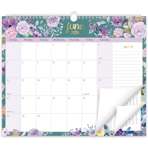 GuassLee Wall Calendar 2026-2027, Calendar Wall 2026, 19-Months Hanging Calendar Jun. 2026 to Dec. 2027, 14" x 11.5" Monthly Planner Wall with Thick Paper for Office School Home Teacher Academic - color: Purple, size: Jun Horizontal