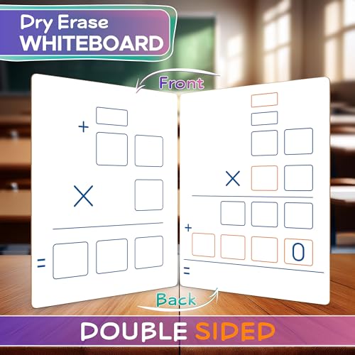 2 Pack Dry Erase Long Multiplication Board 9"x12" Double Sided Practice Whiteboard with 2x1 & 2x2 Digit Multiplication for Home, School, Classroom, Kids, Students Math Manipulatives Lapboard - style: 2 Boards