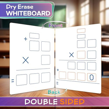 2 Pack Dry Erase Long Multiplication Board 9"x12" Double Sided Practice Whiteboard with 2x1 & 2x2 Digit Multiplication for Home, School, Classroom, Kids, Students Math Manipulatives Lapboard - style: 2 Boards