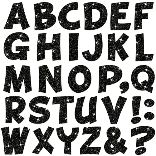 132Pcs Black Letter Stickers Glitter Bulletin Board Letters 2.5Inch 12 Sheets Large Alphabet Stickers Self Adhesive Vinyl Poster Boards Letters for Mailbox Classroom Home Decor (12,Black,2.5 Inch) - color: Black, size: 2.5 Inch