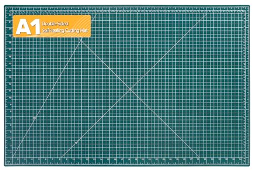 Self Healing Cutting Mat, 35" x 23", Double-Sided Rotary Cutting Mat for Sewing, Quilting, Scrapbooking & Craft, Large Craft Cutting Board for Hobby Use(A1), Green - size: 35"L x 23"W
