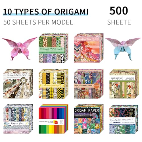 10 Pack/Sets Origami Paper Kit Double Sided 6 Inch Japanese Chiyo Square Easy Fold Arts Crafts DIY Handwork Origami Papers - color: 500sheets-10pcs sets