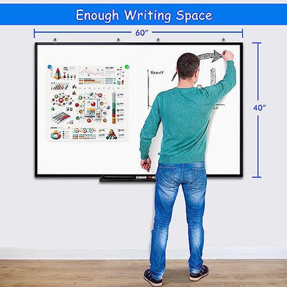 White Board Dry Erase 60x40, Maxtek Large Magnetic Whiteboard Black Dry Erase Boards for Wall, Aluminum Presentation Wall-Mounted Marker Board with a Long Pen Tray for School, Classroom, Office & Home - size: 60"W x 40"H, style: Style A