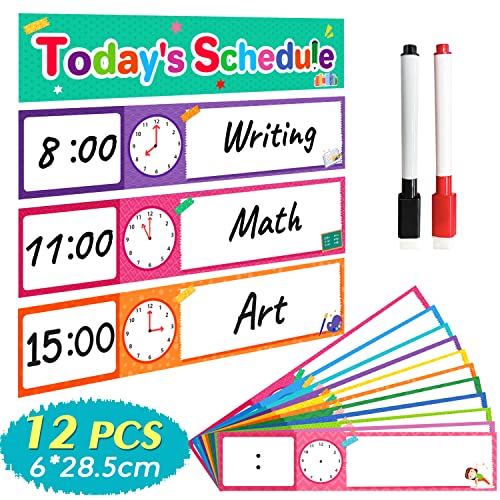 Lachilly 12 Pcs Daily Routines Schedule Cards, Schedule Pocket Chart Add-ons, DIY Visual Schedule for Toddlers, Classroom Decoration