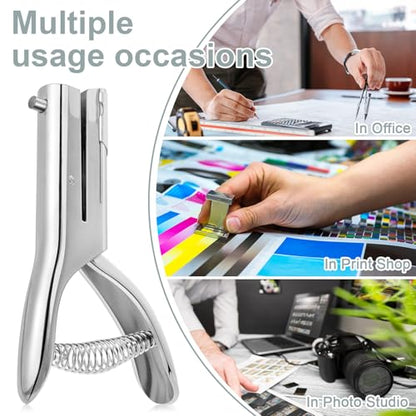Chumia 2 Pcs Heavy Duty Hole Punch 2" Long Reach 1/8 Inch Paper Single One Hole Puncher Deep Throat Reduced Effort Hand Held Alloy Punch for ID PVC Cards 5 Inch Tall 25 Sheet Capacity - size: 1/8 Inch Diameter