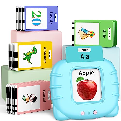 Eaever 252 Sight Words Talking-Flash-Cards, Easter Birthday Gifts for Boys 1 2 3 4 5 6 Year Old, Educational Montessori Toys, Pocket Speech Language Learning Toys for Toddlers Ages 1-6, Blue - size: Basic Version(abc+123)Light Blue