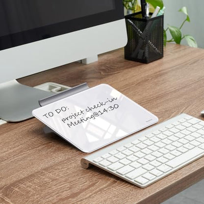 TSJ OFFICE Small Desktop Whiteboard - Glass Dry Erase Board 8 X 6 Inches Tabletop Easel Whiteboard with Stand, Desk Board Buddy for Artist, Teacher and Student - color: 8 X 6 Inches - White