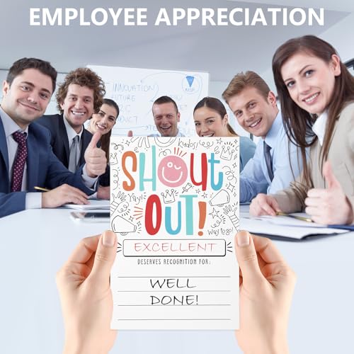 Hianjoo 100 Pcs Positive Shout Out Cards for Students Teachers Office Staff and Employees, Appreciation Recognition Reward Cards in 2 Designs for School Work Bulletin Board