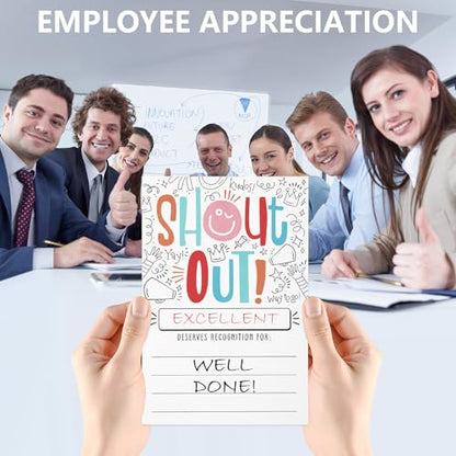 Hianjoo 100 Pcs Positive Shout Out Cards for Students Teachers Office Staff and Employees, Appreciation Recognition Reward Cards in 2 Designs for School Work Bulletin Board