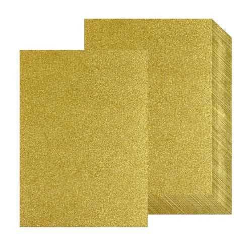20 Sheets Gold Glitter Cardstock Paper, A4 Thick Glitter Craft Paper for Scrapbook DIY Art Project Greeting Cards Wedding Birthday Party Decoration 250GSM (Gold) - color: Gold