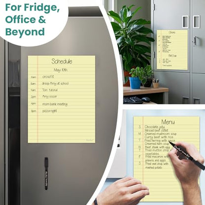 Magnetic Dry Erase Board – 8.5”x11” Reusable Lined Dry Erase List Board Pcs – Marker Included - style: Yellow 2 Pcs