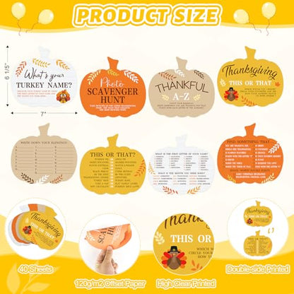 COCHIE Thanksgiving Games for Family Party Adults Office Large Groups, What is Your Turkey Name Games, Autumn Photo Scavenger Hunt Game, Fall This or that Classroom Activities (Pumpkin) - style: Pumpkin