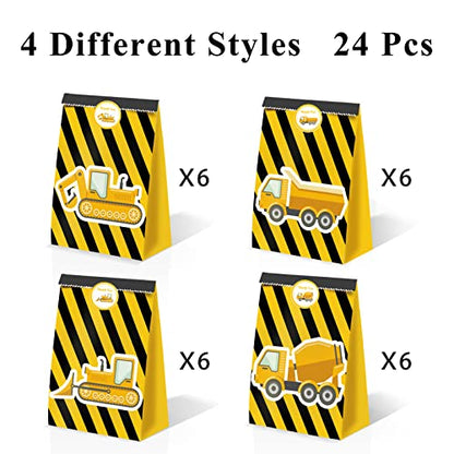 24pcs Construction Party Bags Construction Party Favors Truck Themed Birthday Party Supplies Boys Construction Birthday Party Supplies Construction Theme Birthday Party Supplies - style: truck01