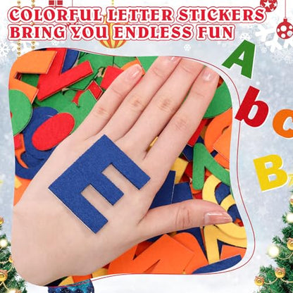 Breling 310 Pieces Felt Letter Bulletin Board Letters Sticker with Number 2" Bulk Self Adhesive ABC Upper Lowercase Sticky Letter for Xmas Gift Bulletin Board Classroom(Rainbow Color) - color: Rainbow Color
