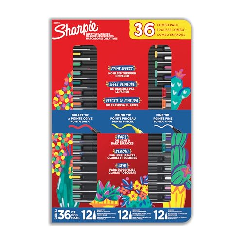 Sharpie Creative Markers Variety Pack, Water-Based Acrylic Paint Markers, Assorted Tips and Colors, 36 Count - Works on Paper, Metal, Wood, Ceramic, Glass, Rock, Canvas - style: 36 Count Ultimate Pack