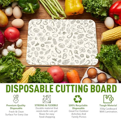 Whaline 30 Pcs Disposable Cutting Board Sheets Paper Kitchen & Outdoor Cutting Mats for Vegetables Fruits Meat Camping Picnic BBQ