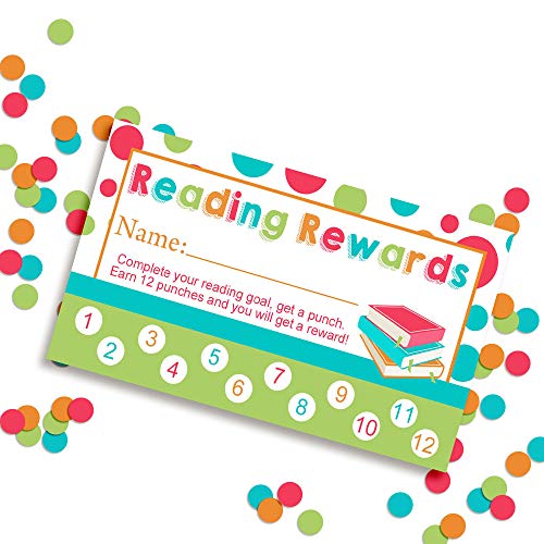 Reading Themed Reward or Prize Punch Cards for Parents & Kids,1 set of 10 3.5" X 2” Double Sided Cards by AmandaCreation - style: Reading