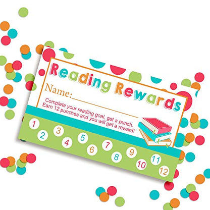 Reading Themed Reward or Prize Punch Cards for Parents & Kids,1 set of 10 3.5" X 2” Double Sided Cards by AmandaCreation - style: Reading