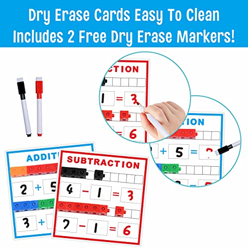 SpriteGru Math Linking Cubes, Math Cubes Manipulatives with Activity Cards Linking Cube Math Counters for Kids Kindergarten Learning Activities - style: addition & subtraction