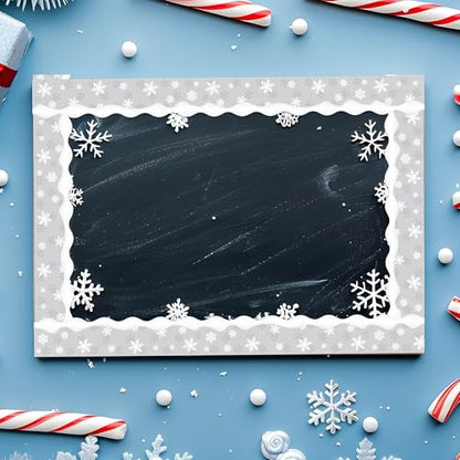 BeYumi Winter Snowflake Border Trim - 65ft Winter Christmas Gray Snowflake Scalloped Rolled Border Trim Xmas Snowflakes Themed Bulletin Board Borders School Classroom Office Chalkboard Party Decor - style: Gray Snowflake