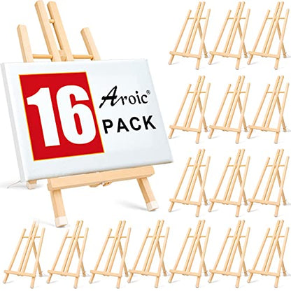 16 Pack 15 Inch Wood Easels, Easel Stand for Painting Canvases, Art, and Crafts, Tripod, Painting Party Easel, Kids Student Tabletop Easels for Painting, Portable Canvas Photo Picture Sign Holder - style: 15"-16p