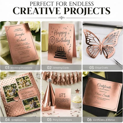 25 Sheets Metallic Rose Gold Cardstock Paper Cardstock 8.5 x 11 Shimmer Sheets 250gsm/92lb Heavyweight Scrapbook Paper for Certificates, Invitations, Greeting Cards, Crafts, Graduations - color: Rose Gold