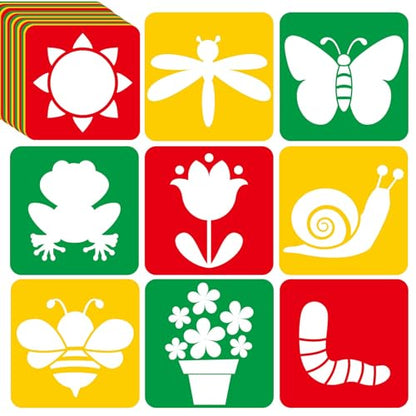 36pcs Spring Summer Drawing Stencils for Kids 8 Inch Sidewalk Chalk Stencils Painting Large Washable Reusable Garden Themed Primary Shape Template for Kids Toddlers Preschool Back to School - style: Spring
